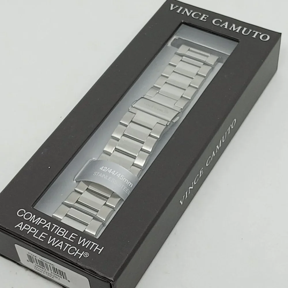 Vince Camuto 24mm Silver Stainless Steel Watch Band Fits Apple Watch 42/44/45mm